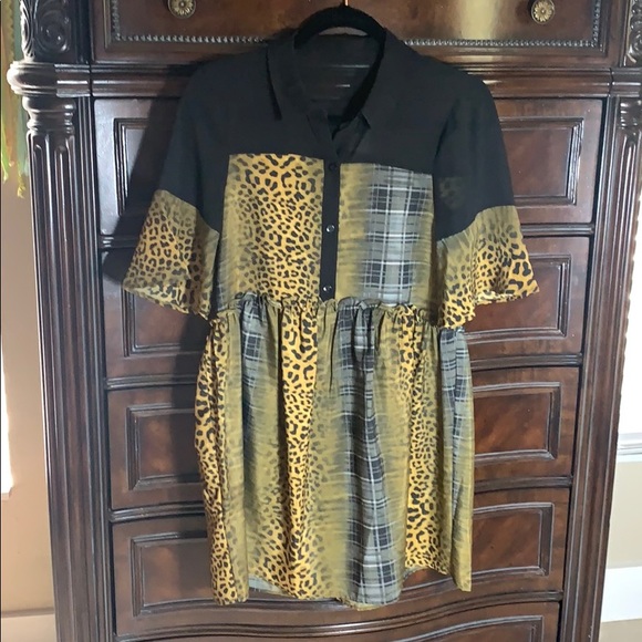 Bcbg Leopard Plaid Shirt 